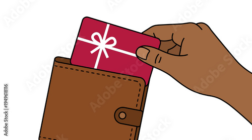 Hand Holding Gift Card for Present Exchange in Wallet