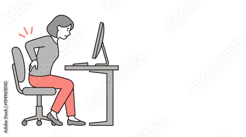 Person Sitting at Computer Desk with Headache