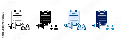 Press Release Icon Set Multiple Style Collection