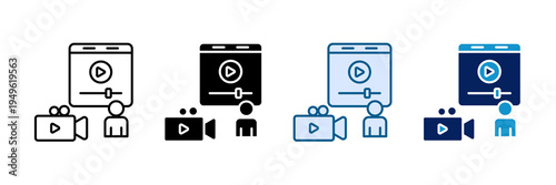 Video Blogging Icon Set Multiple Style Collection