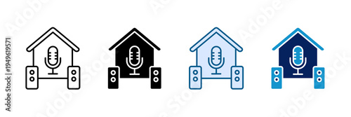 Podcast Studio Icon Set Multiple Style Collection