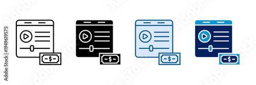 Content Monetize Icon Set Multiple Style Collection