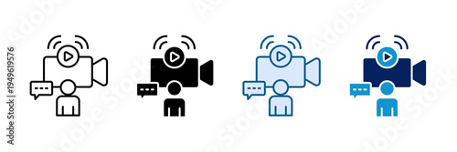 Live Streaming Icon Set Multiple Style Collection