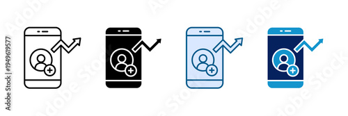 Follower Growth Icon Set Multiple Style Collection