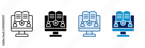 Online Course Icon Set Multiple Style Collection
