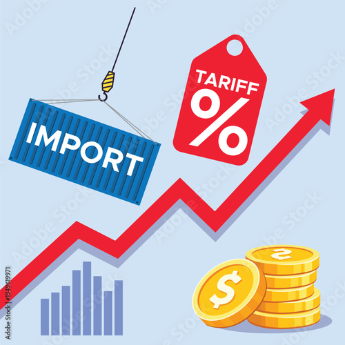 rising tariff cargo importation flat vector