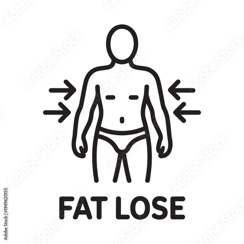 Simple line drawing illustrating weight loss and body transformation