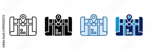 Location Map Icon Set Multiple Style Collection