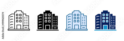 Head Office Icon Set Multiple Style Collection