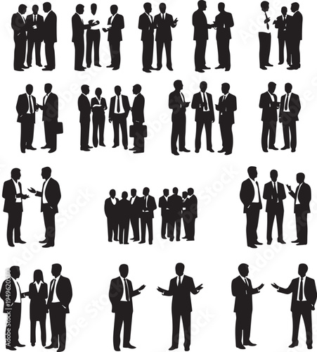Collection of business people in various poses and interactions