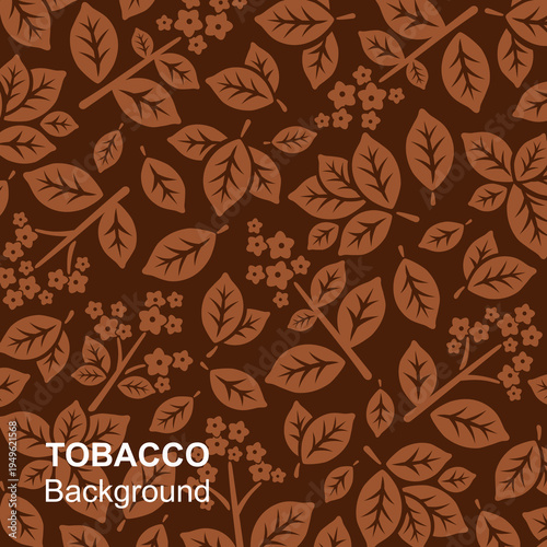 Tobacco leaf background, pattern set. Collection icon tobacco. Vector
