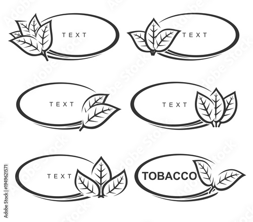 Tobacco leaf label and icon set. Collection icons tobacco. Vector