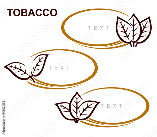 Tobacco leaf label and icon set. Collection icons tobacco. Vector