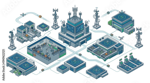 Industrial infrastructure and technology concept.