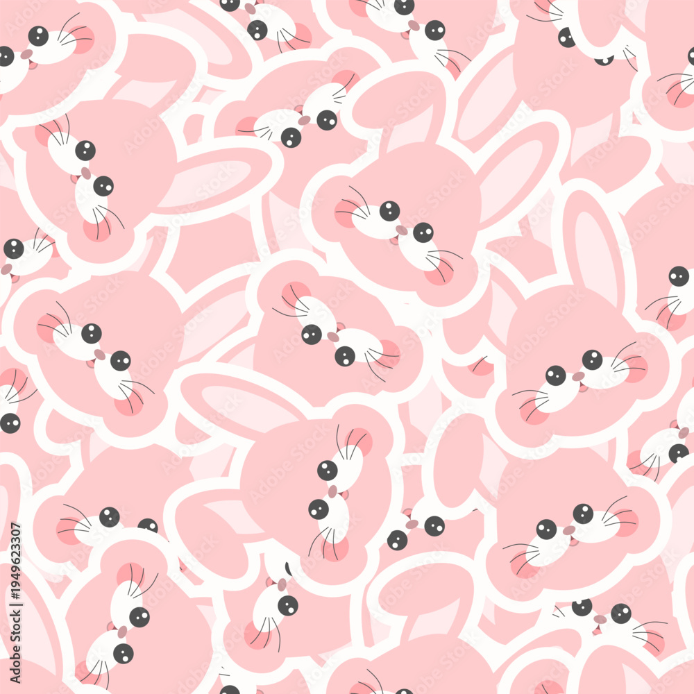 Fototapeta premium seamless pattern with rabbit animal cute cartoon fabric design 