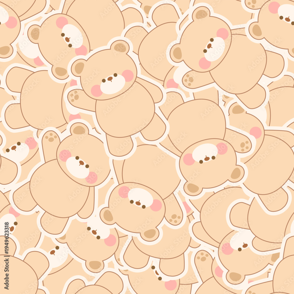 Fototapeta premium seamless pattern with teddy bear cute cartoon fabric design