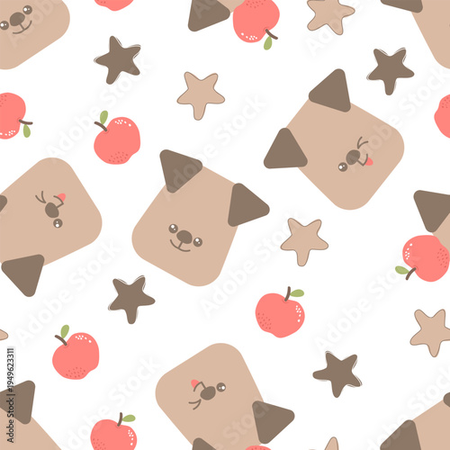 seamless pattern with dog animal cute cartoon fabric design	