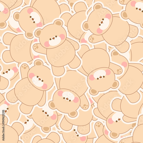 seamless pattern with teddy bear cute cartoon fabric design