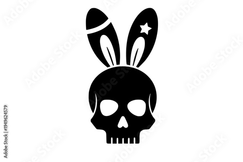 Easter Skull Icon Black Silhouette Vector