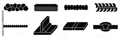 Welding bead patterns and weld joint types illustration vector graphic design, Welding Joints, Welding Techniques