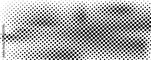 Grunge halftone gradient background. Faded grit noise texture. White and black sand wallpaper. Retro pixelated backdrop. Anime or manga style comic overlay. Vector graphic design textured template