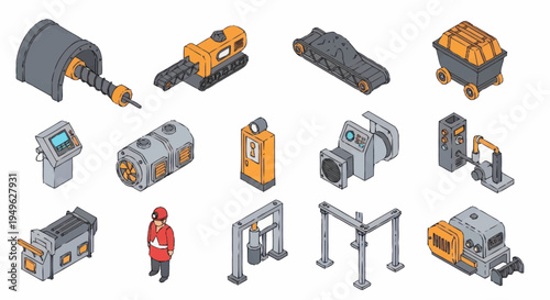 Industrial Automation Equipment and Machinery Set.