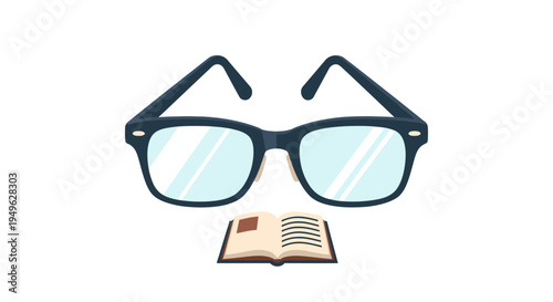 Glasses and open book reading.