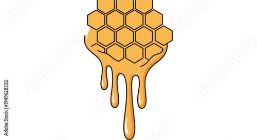 Honey dripping from honeycomb cells slowly 4.