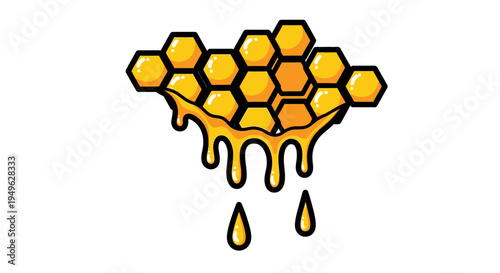 Honeycomb with dripping golden honey 2.