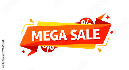 Mega Sale Discount Sign Banner.