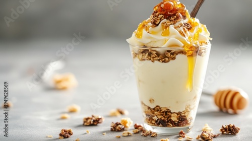 Creamy Yogurt Parfait with Granola and Honey Drizzle