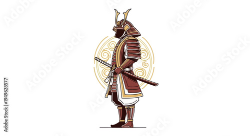 Samurai warrior illustration on white