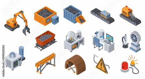 Collection of Industrial Equipment and Machinery Icons.