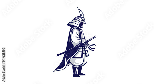 Samurai warrior illustration on white background