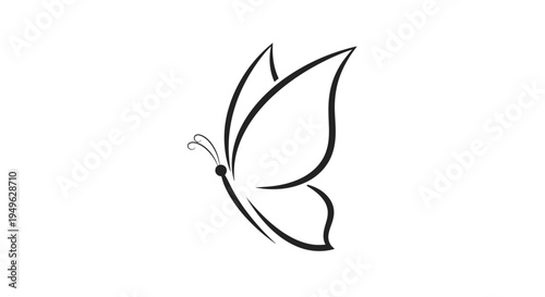 Simple black line butterfly drawing.