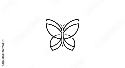 Simple black line butterfly drawing.