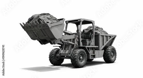 Heavy Duty Construction Vehicle Loading Rocks With Bucket.