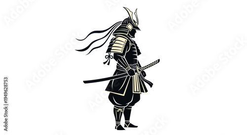 Samurai warrior silhouette isolated