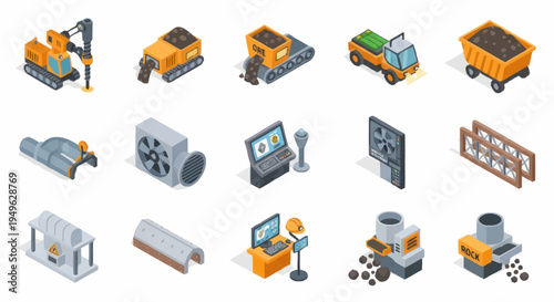 Isometric Industrial Equipment and Machinery Collection.