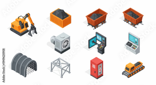 Isometric Industrial Equipment and Structures Collection.