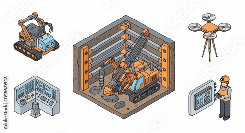 Construction and Technology Equipment Set.