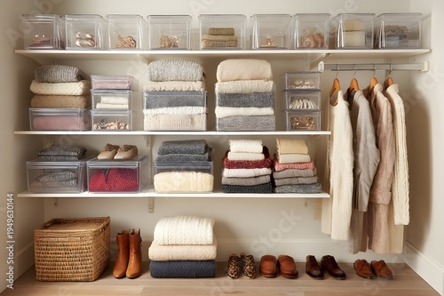 Wallpaper Mural Well-organized closet with clear storage bins, smart accessory organization idea for minimalist home living Torontodigital.ca