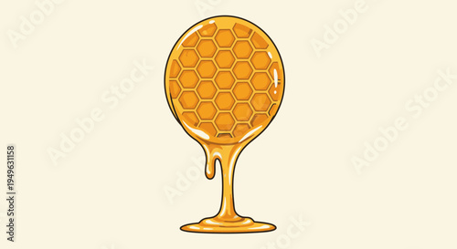 Honeycomb with honey dripping down.