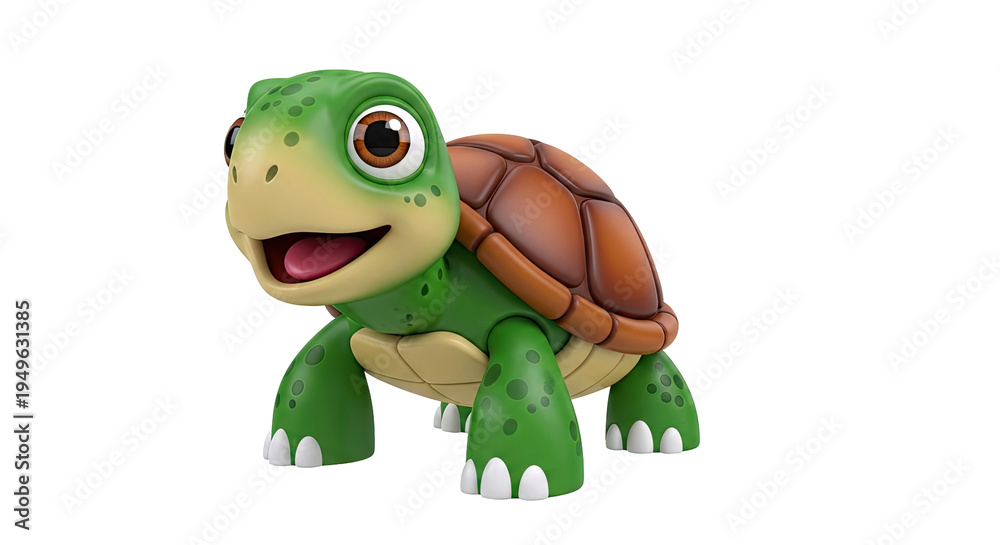 Obraz premium Cute 3D Cartoon Turtle Character