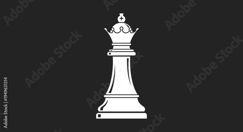 White chess queen piece standing alone.