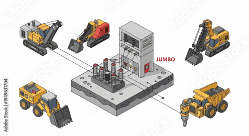 Construction Equipment Networked to Central Control System.