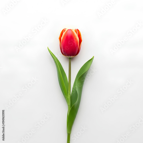 Single Red Tulip Flower Isolated on White Background 8.