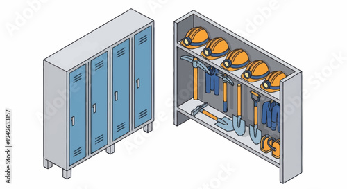 Industrial Storage Lockers and Tool Rack Organization.