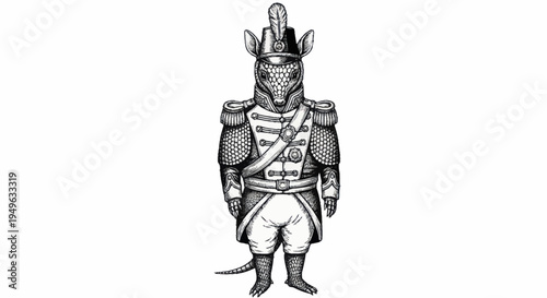 Anthropomorphic Rat Soldier in Military Uniform Illustration.