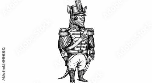 Armored Armadillo Soldier in Military Uniform.